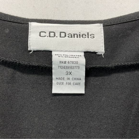 C.D. Daniels Plus Size Top Women's 3x Black Sequin Embellished Pullover Smocked - Picture 3 of 5